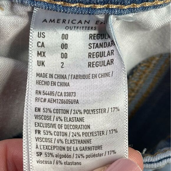 American Eagle Jeans Women's 00 Blue Jegging Hi-Rise Light Wash Ripped Stretch - Picture 7 of 12